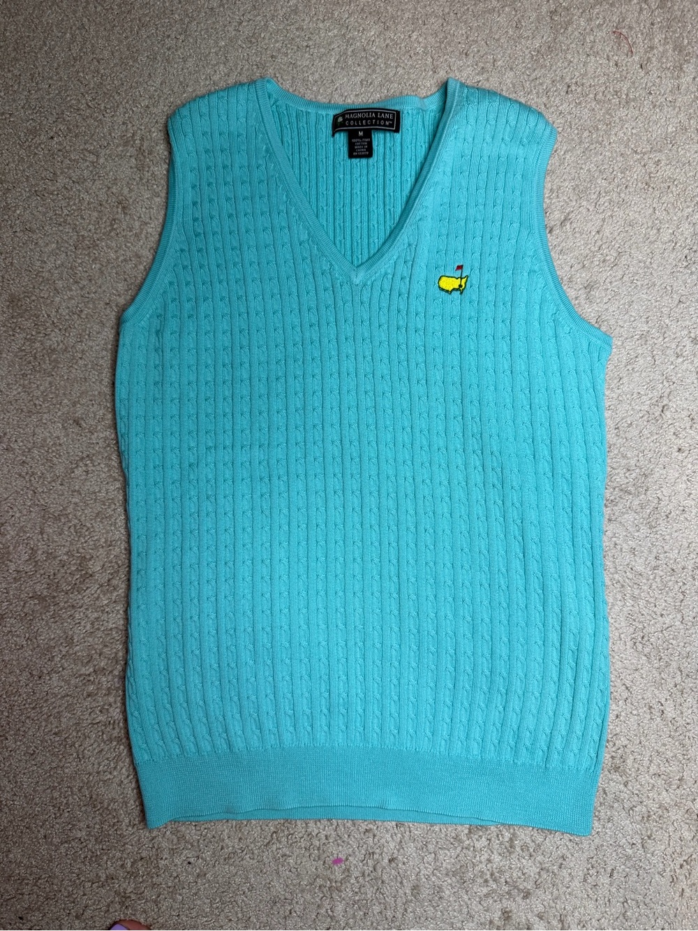 Magnolia Lane Women’s Master’s Cable-Knit V-Neck Sweater Vest